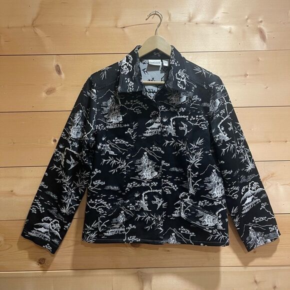 Chico’s Textured Pattern Jacket Sz 1 (8) - Picture 1 of 6